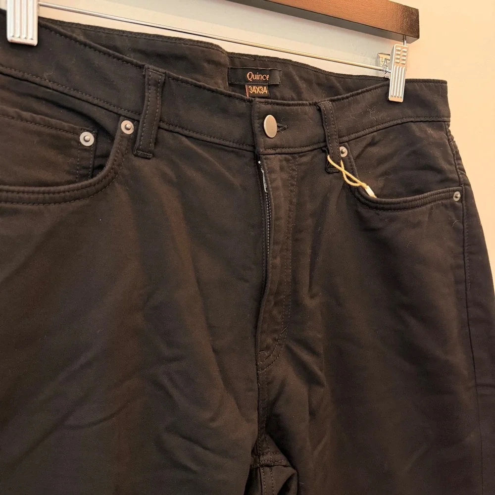 Quince Comfort Stretch Traveler 5 Pocket Pants Slim Office Date Black 34 34 NWT